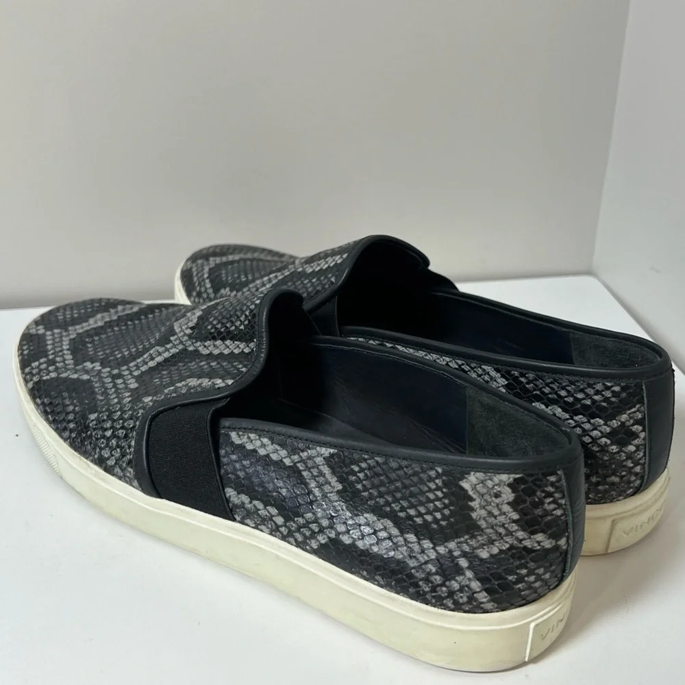 Vince Size 10 Blair Snakeskin Embossed Leather Granite Azzure Loafer Espadrille